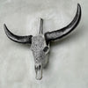 Grey Carved Buffalo Skull with Star Mandala Motif — Handmade Wall Decor - Skull,A/107