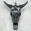 Black Mosaic Cow Skull | Taxidermy Wall Art for Modern Boho or Western Decor - Skull,A/123