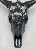 Black Mosaic Cow Skull | Taxidermy Wall Art for Modern Boho or Western Decor - Skull,A/123