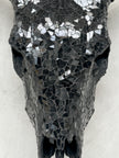 Black Mosaic Cow Skull | Taxidermy Wall Art for Modern Boho or Western Decor - Skull,A/123