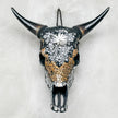 Star Mosaic Cow Skull – Gold, Black & Silver Wall Decor with Glossy Horns for Boho, Eclectic, or Modern Interiors - Skull,A/120