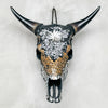 Star Mosaic Cow Skull – Gold, Black & Silver Wall Decor with Glossy Horns for Boho, Eclectic, or Modern Interiors - Skull,A/120