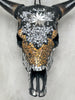 Star Mosaic Cow Skull – Gold, Black & Silver Wall Decor with Glossy Horns for Boho, Eclectic, or Modern Interiors - Skull,A/120