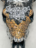 Star Mosaic Cow Skull – Gold, Black & Silver Wall Decor with Glossy Horns for Boho, Eclectic, or Modern Interiors - Skull,A/120