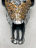 Star Mosaic Cow Skull – Gold, Black & Silver Wall Decor with Glossy Horns for Boho, Eclectic, or Modern Interiors - Skull,A/120
