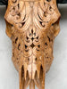 Brown Carved Buffalo Skull with Flower of Life Motif — Handcrafted Wall Art - Skull,A/109