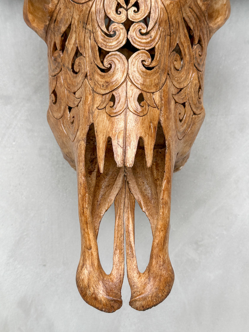 Brown Carved Buffalo Skulls with Flower Of life motif | Skull,A/109