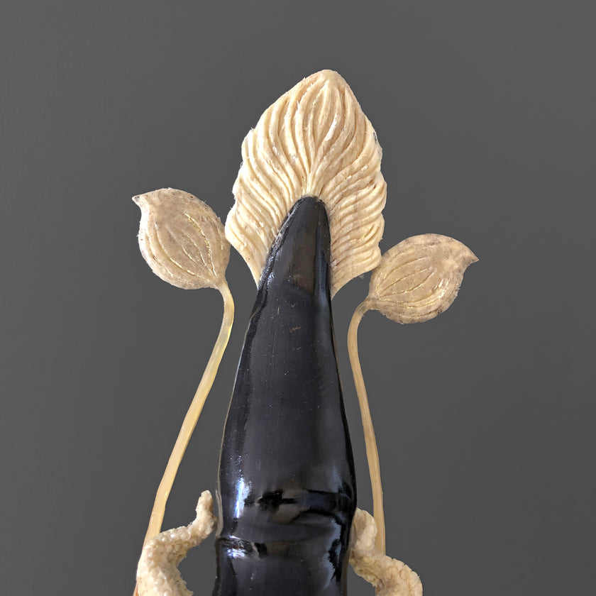 A Stunning Hand Carved Octopus With Horn on a Stand - 7Z/109