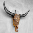 Carved Buffalo Skull with Horns – Real Bone Wall Art from Bali | Badong Motif | Tribal Home Decor | Ethically Sourced Skull - Skull,A/110