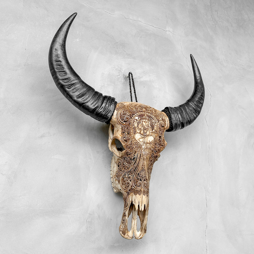 Caved Waterbuffalo Skulls with Ganesha Carving Skull,A/091