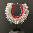 SN7 - Decorative Shell necklace on custom stand - Large white cut shells & - Shells & Red Beads - 23/SN/013