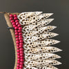 SN7 - Decorative Shell necklace on custom stand - Large white cut shells & - Shells & Red Beads - 23/SN/013