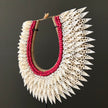 SN7 - Decorative Shell necklace on custom stand - Large white cut shells & - Shells & Red Beads - 23/SN/013