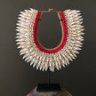 SN7 - Decorative Shell necklace on custom stand - Large white cut shells & - Shells & Red Beads - 23/SN/14