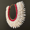 SN7 - Decorative Shell necklace on custom stand - Large white cut shells & - Shells & Red Beads - 23/SN/14