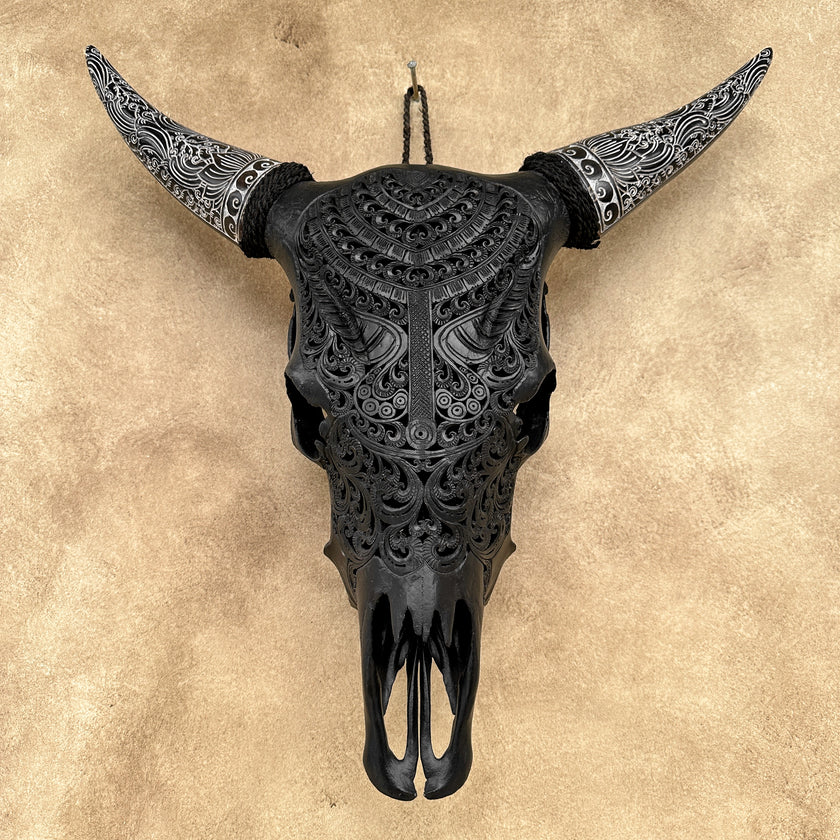 Fully carved cow skulls with Badong Carving Skull,A/079
