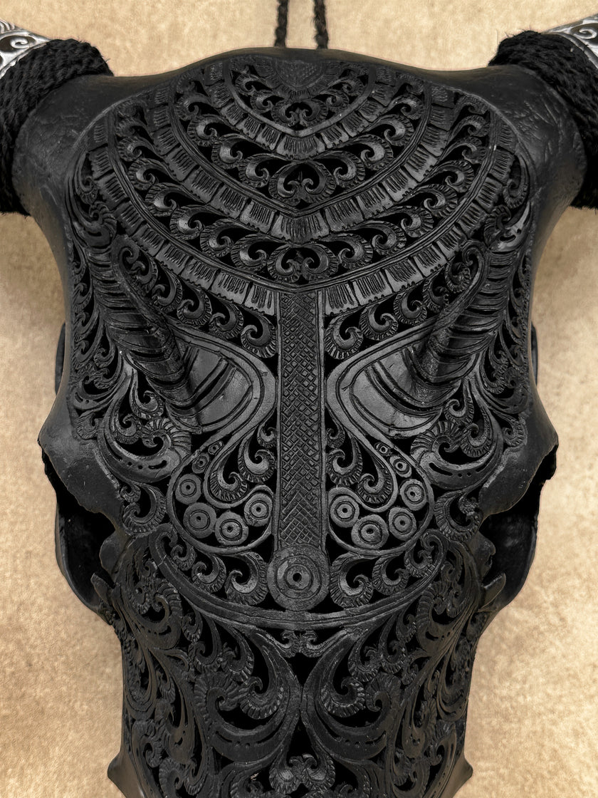 Fully carved cow skulls with Badong Carving Skull,A/079