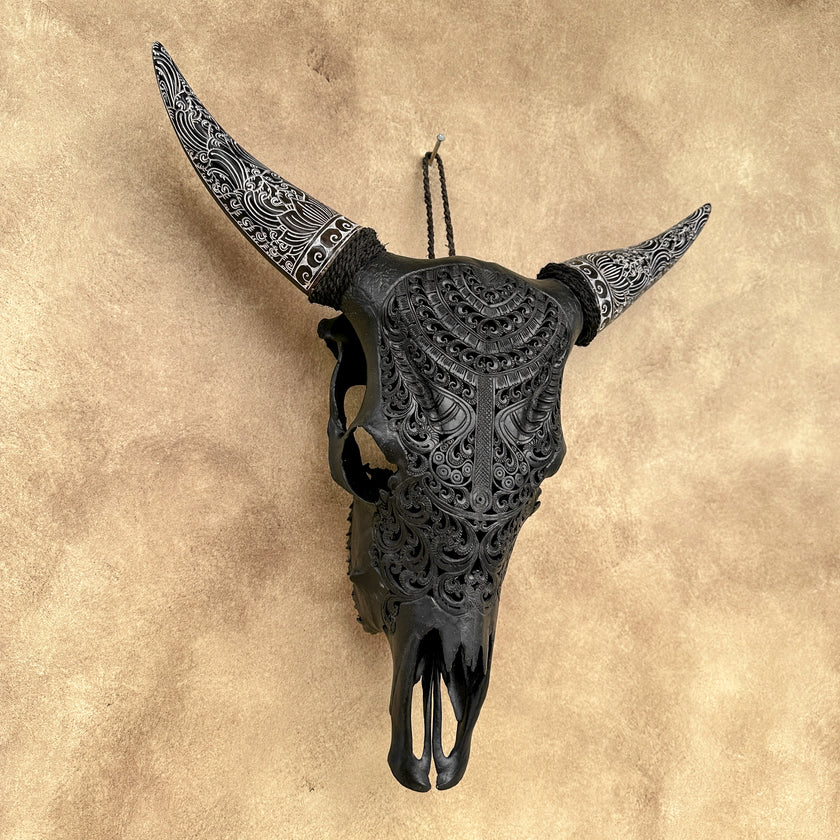 Fully carved cow skulls with Badong Carving Skull,A/079