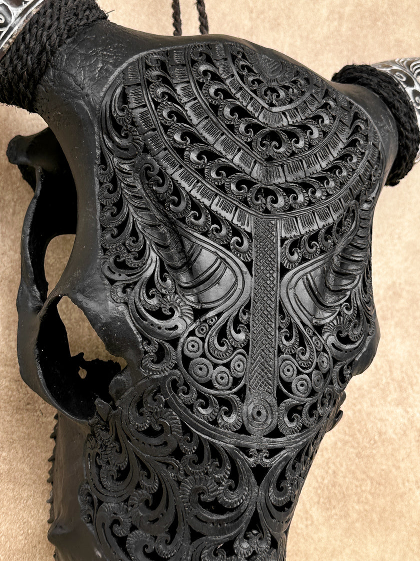 Fully carved cow skulls with Badong Carving Skull,A/079