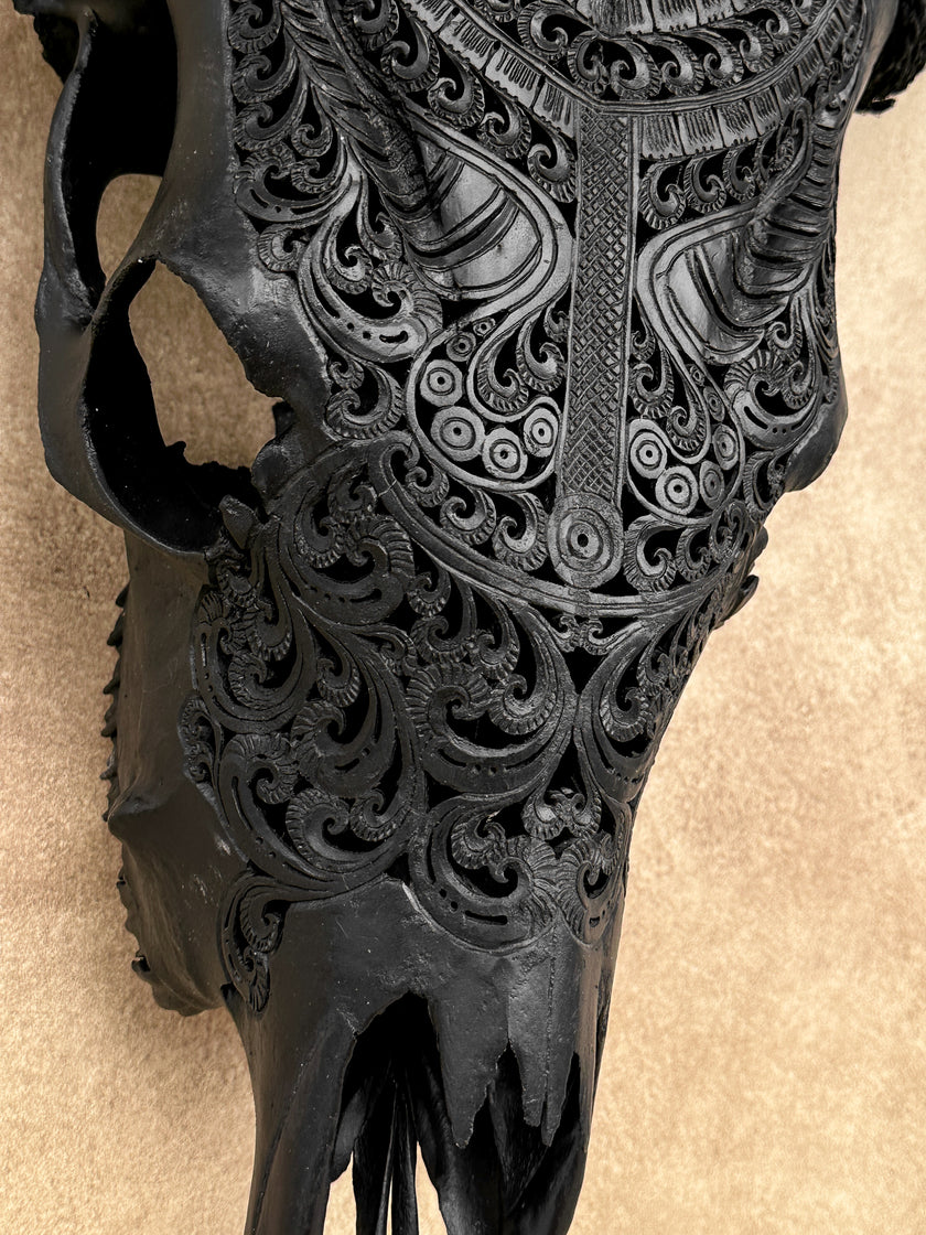 Fully carved cow skulls with Badong Carving Skull,A/079