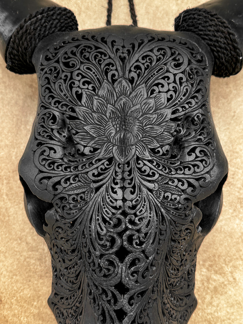Carved Cow Skulls with Big Lotus Carving Skull,A/072