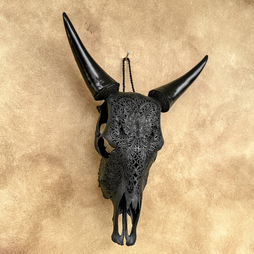 Carved Cow Skulls with Big Lotus Carving Skull,A/072