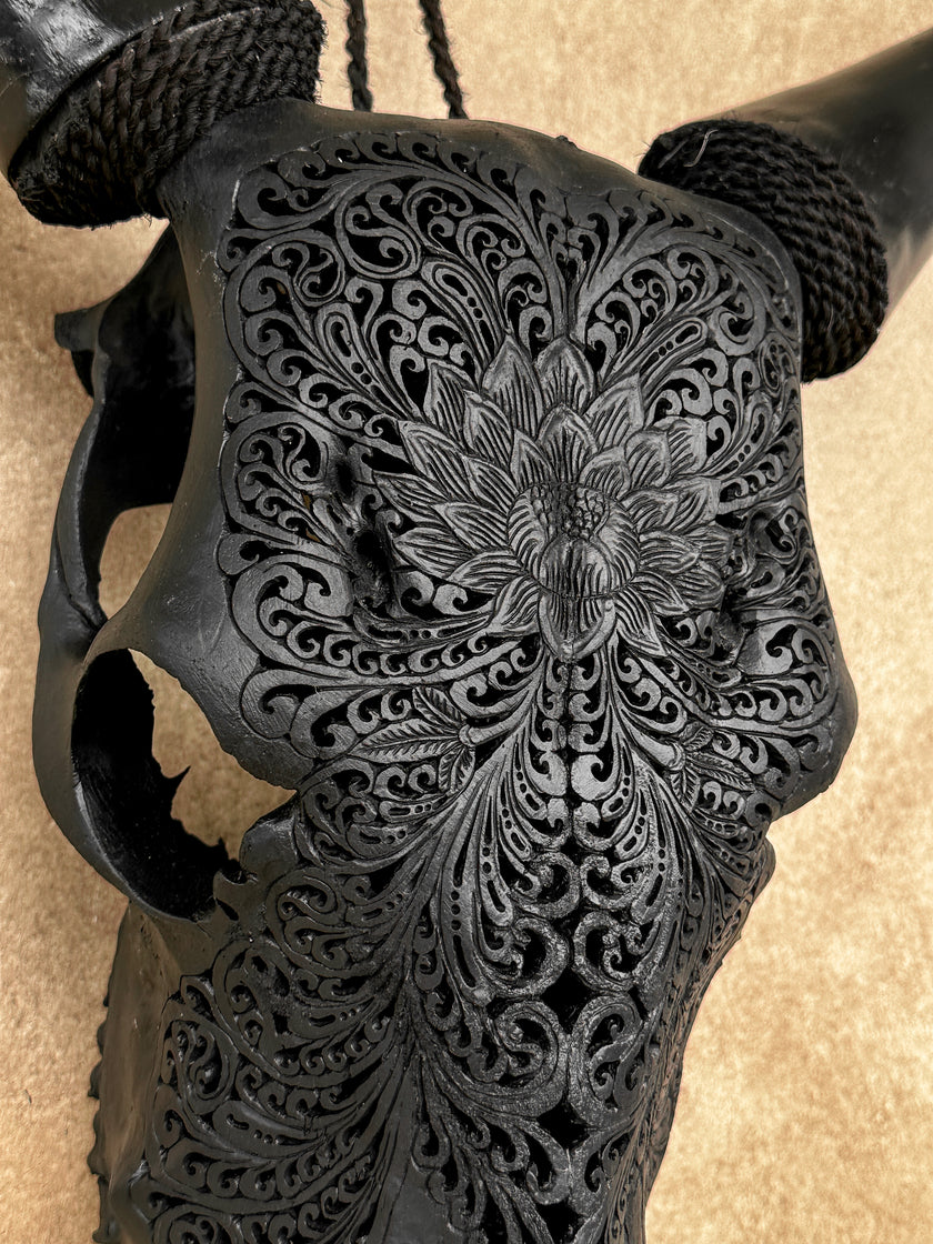 Carved Cow Skulls with Big Lotus Carving Skull,A/072