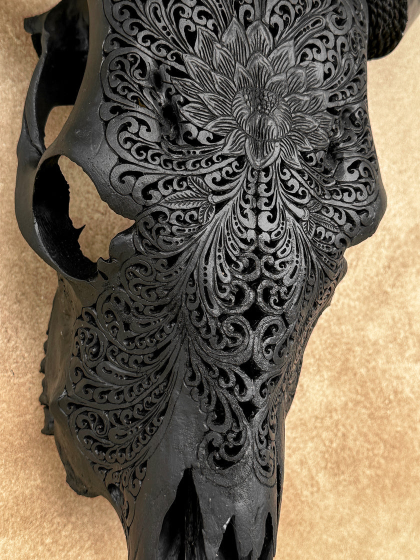 Carved Cow Skulls with Big Lotus Carving Skull,A/072