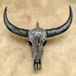 Silver Mirror Buffalo Skull Wall Art – Horned Decorative Head for Boho, Glam, Western, Industrial, or Contemporary Interiors - Skull,A/132