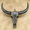 Silver Mirror Buffalo Skull Wall Art – Horned Decorative Head for Boho, Glam, Western, Industrial, or Contemporary Interiors - Skull,A/132