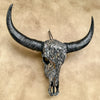 Silver Mirror Buffalo Skull Wall Art – Horned Decorative Head for Boho, Glam, Western, Industrial, or Contemporary Interiors - Skull,A/132