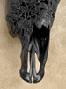 Black Carved Buffalo Skull with Rose Motif — Handcrafted Wall Art - Skull,A/106