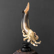 A Stunning Hand Carved Octopus With Horn on a Stand - 7E/109