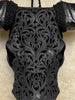 Black Carved Buffalo Skull with Tradball Motif — Handcrafted Statement Piece - Skull,A/105