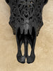 Black Carved Buffalo Skull with Tradball Motif — Handcrafted Statement Piece - Skull,A/105
