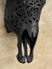 Black Carved Buffalo Skull with Tradball Motif — Handcrafted Statement Piece - Skull,A/105
