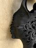 Black Carved Buffalo Skull with Tradball Motif — Handcrafted Statement Piece - Skull,A/105