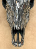 Silver Mosaic Cow Skull – Handcrafted Wall Decor for Boho, Nature-Inspired, or Eclectic Interiors - Skull,A/122