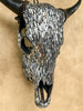 Silver Mosaic Cow Skull – Handcrafted Wall Decor for Boho, Nature-Inspired, or Eclectic Interiors - Skull,A/122