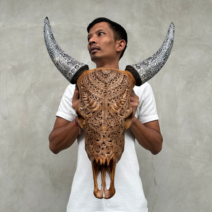 Cow & Horns Carved Badong - Skull,A/039