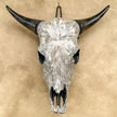 White Mosaic Cow Skull Wall Decor – Handmade Decorative Skull with Horns for Neutral, Boho, or Western Style Interiors - Skull,A/126
