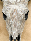 White Mosaic Cow Skull Wall Decor – Handmade Decorative Skull with Horns for Neutral, Boho, or Western Style Interiors - Skull,A/126