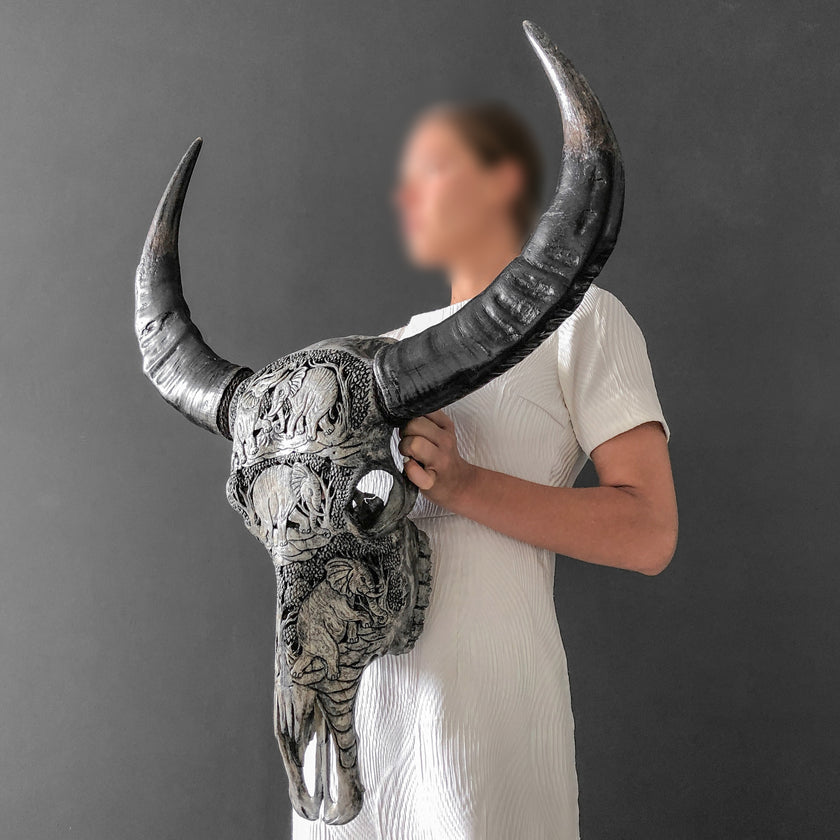 Real Carved Buffalo Skull 22/EX/274