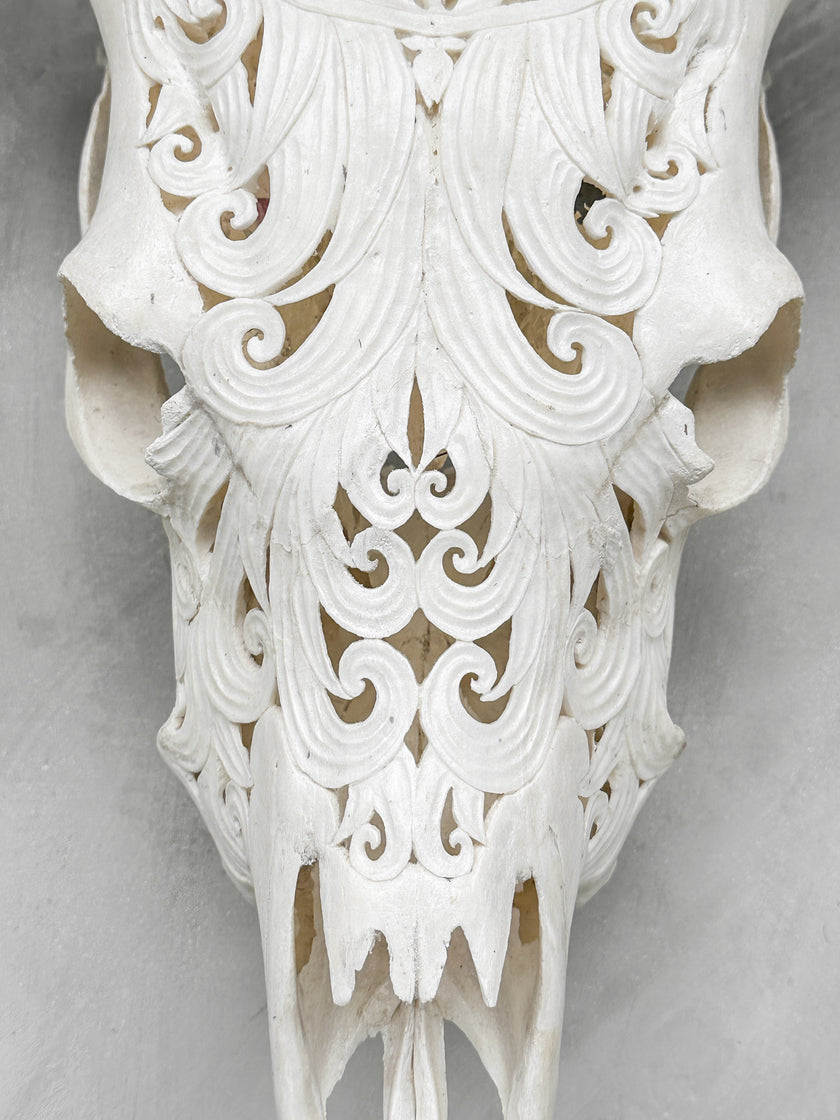 Fully carved cow skulls with Flower Of life Carving Skull,A/080