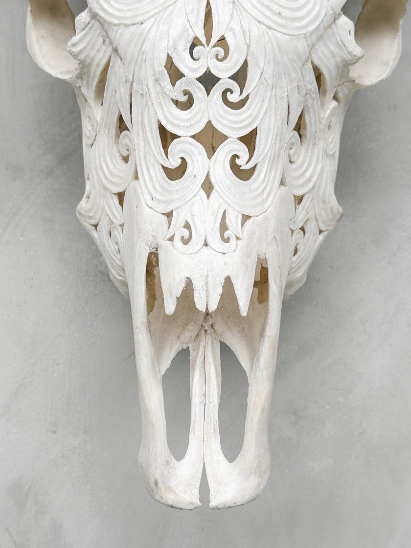Fully carved cow skulls with Flower Of life Carving Skull,A/080