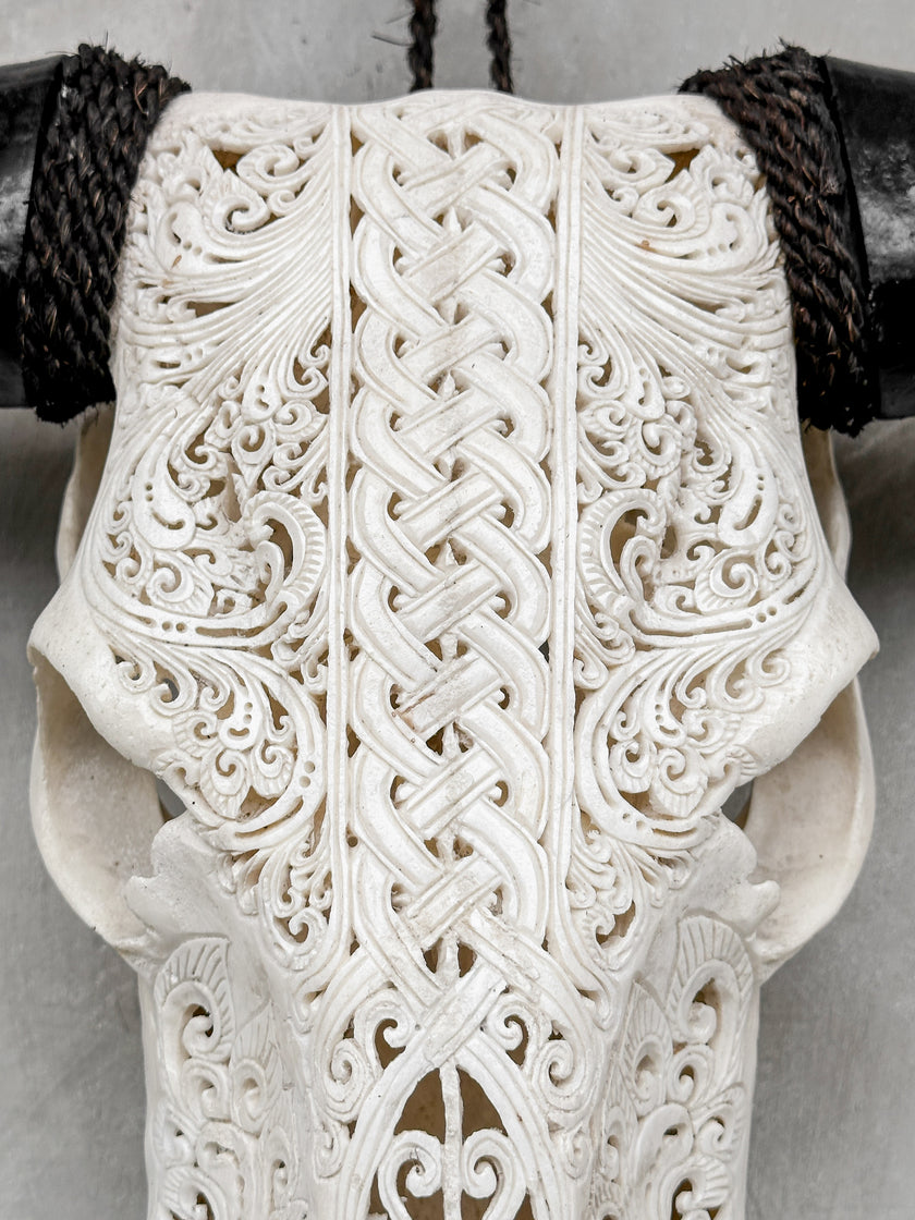 White Carved Buffalo Skulls with Infinity motif | Skull,A/103