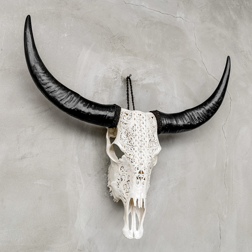 White Carved Buffalo Skulls with Infinity motif | Skull,A/103