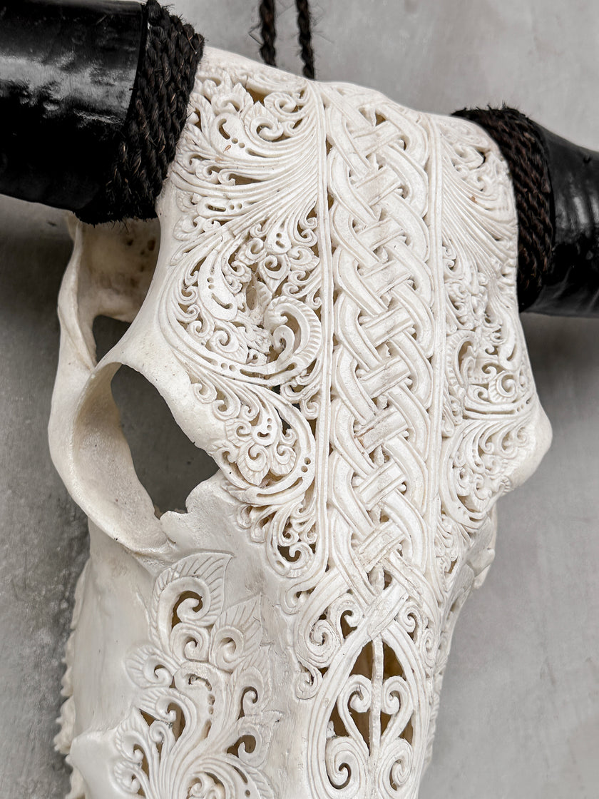White Carved Buffalo Skulls with Infinity motif | Skull,A/103