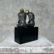 Sitting Couple Patinated Bronze with Polished Accents