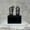 Sitting Couple Patinated Bronze with Polished Accents